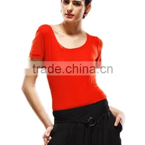 Wide Sexy Neck Plain T-shirts thumbnail-1