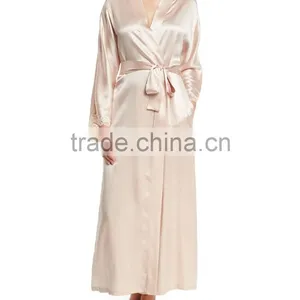 ALT17 Custom Wedding Robe, Lace Trim Brides Robe, Dressing Gown-bridal Shower Gift, Silk Long Robe thumbnail-1