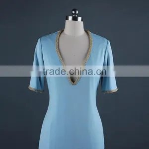 V Neck Blue Evening Short Dress Elegant thumbnail-5