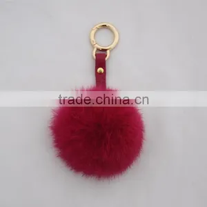 Myfur Customized Size and Color Real Rabbit Fur Pompom Keychain Fashion Bag Charm thumbnail-4