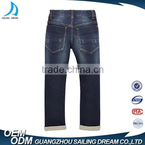 OEM Service 100% Cotton Roll Hem Skinny Hand Brush Jeans Trousers for Children thumbnail-3
