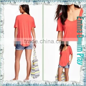 Casual Wear Girl's Orange Super Open O Neck Cotton T-Shirts thumbnail-5
