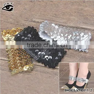 Black Silver Gold Sequins Elastic High Heel Straps /adjustable Leather Shoe Straps/ Shoe Band Shoes Decor Accessories thumbnail-1