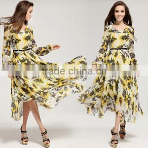 Beautiful Printed Casual Women Dress Short Summer Dress Girls Beach Dress Chiffon Printed Dress Floral Dress Cotton Belt Skirts thumbnail-4