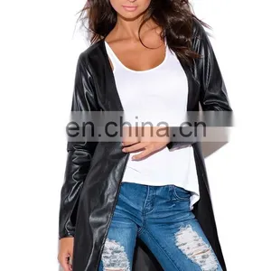 Autumn Black Perforated Faux Leather Jacket Model Online Wholesale thumbnail-4