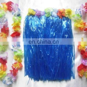 Hot Sale Cheap Beach Blue Coloured Hawaiian Grass Skirt Fancy Dress Costume GT2031 thumbnail-1