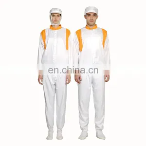 White Unisex 100%Polyester Food Processing Uniform for Food Factory thumbnail-2