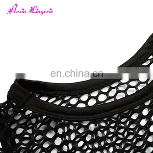 Wholesale Women Black Mesh Two Piece Yoga Running Sport Bra Women thumbnail-4
