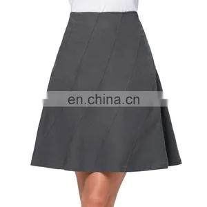 Kate Kasin Multi Panel Scallop Seam High Stretchy Dark Grey A-Line Skirt KK000291-2 thumbnail-1