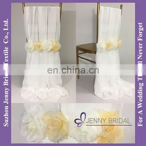 C454A Dining Chair Covers Wedding Decoration Chiffon Material to Make Chair Covers thumbnail-1