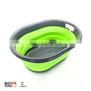 Collapsible Plastic Laundry Basket Storage Container thumbnail-4