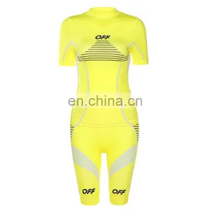 2020 New Arrivals Summer Women Shorts Styles Printed Bodycon Sets Ladies Fitness Yoga Suit thumbnail-6