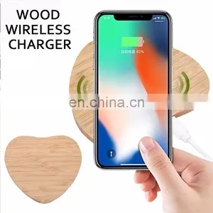 Wireless Charger 2019 Trendy Product Wireless Charger Phone Charging Station for IPhone Round Wooden Wireless Charger thumbnail-5