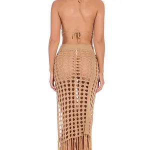 Hand-woven Beach Hollow Tassel Split Swimsuit Suit thumbnail-4