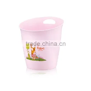 Indoor Round PP Plastic Garbage Bin Trash Can With Handle for Home Use thumbnail-1