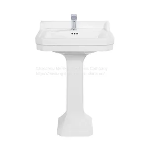 CUPC Bathroom 30 Inches 77cm Rectangle Ceramic Pedestal Sink With Backsplash thumbnail-2