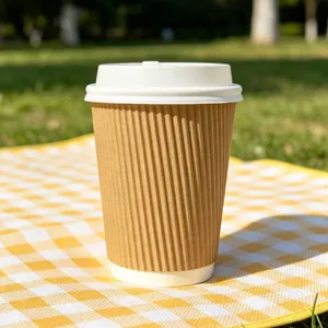 Customized Double Wall Paper Cup for Hot Drinks With Corrugated Insulation thumbnail-4