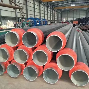 In Stock Pre-insulated Steel Pipe Polyurethane Foam HDPE Jacket Underground Thermal Insulation Pipe for Central Heating System thumbnail-5