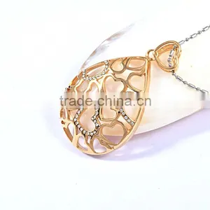 Women'S Gender Drop Water Shape Gold Plated Edge Druzy Gemstone Pendant thumbnail-2