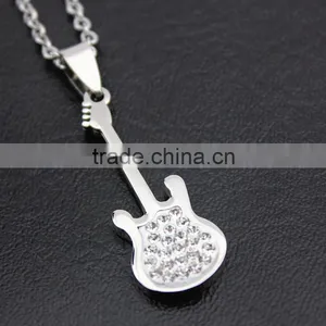 Wholesale Stainless Steel Guitar Pendant Necklace thumbnail-1