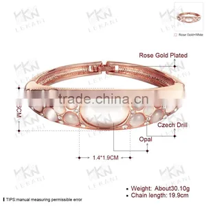 Fashion 18K Gold Plated Metal Opal Gemstone Cuff Bracelet thumbnail-3