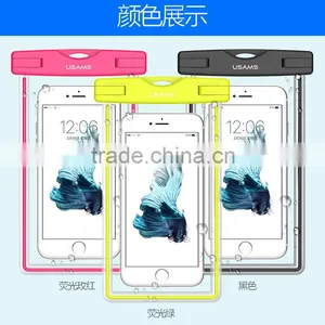 USAMS High Quality TPU Glitter Waterproof Bag For Mobile Phone Below 5.5 Inch 20M IPX8 Waterproof Bag With Armlet and Strap thumbnail-5