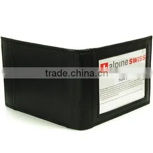 New Black Mens Promotion Bifold Genuine Leather Money Clip Wallet thumbnail-3