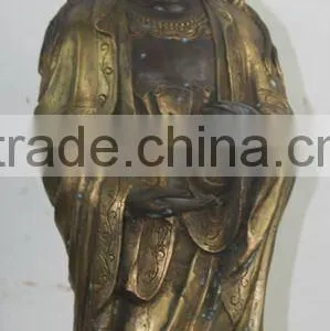 Tibetan Antique Standing Buddha Statue Bronze 48cm thumbnail-1