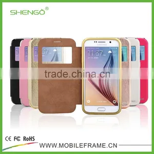 PU Leather Flip Case for Samsung S6 With Diamond Design thumbnail-1