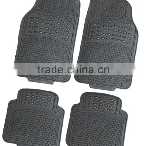 Universal Fit 3-piece Full Set Ridged Heavy Duty Rubber Floor Mat Manufacturer(Black) thumbnail-1