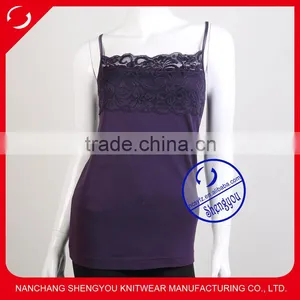 New Design Custom Wholesale 100 Cotton Lace Womens Tank Top thumbnail-1