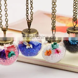 Fashion Jewelry Bottle Dried Flower Pendant Romantic Crystal Glass for Women Girls thumbnail-4