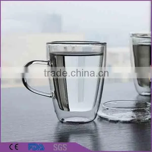 Machine Made 450ml Double Wall Customized Coffee Cup With Handle Quality Choice thumbnail-3