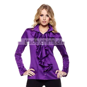 Women Ladies Formal and Elegant Beautiful Office Wear Satin Blouses thumbnail-1
