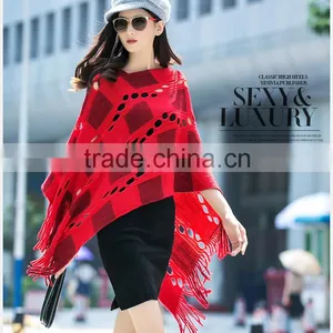 2015 New Irregular Tassel Show Thin Turtleneck Sweater Shawl Cloak thumbnail-1