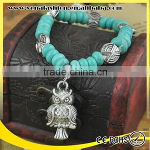 Owl Model Tibetan Silver Turquoise Bracelet, Antique Silver Bracelet thumbnail-4