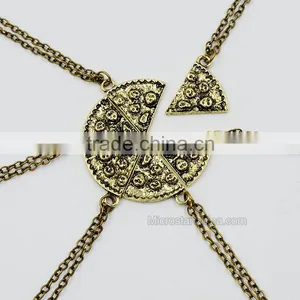 6pcs Gold Silver Friendship Pizza Slice Necklaces Pizza Necklace thumbnail-2