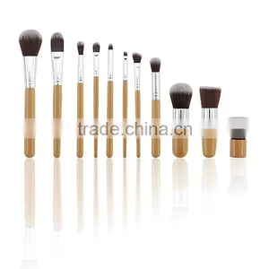 Natural Wood Handle Makeup Brushes Set 11 Pcs thumbnail-3