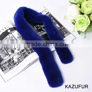 High Quality Ladies Rex Rabbit Fur Scarf Real Fur Scarf For Women KZ160055 thumbnail-1