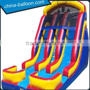 0.55mm PVC Tarpaulin Inflatable Double Lane Slip Slide, Inflatable Water Slide With Pool thumbnail-1