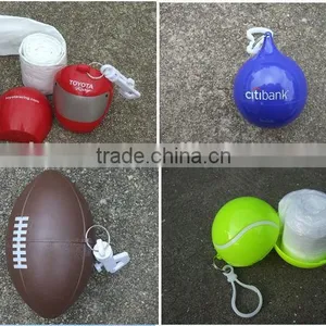 Disposable Waterpoof Ball Packed PE Raincoat Rain Cape Poncho With Keychain thumbnail-3