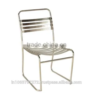 Modern Chair With Stripes and Nickel Finish thumbnail-1