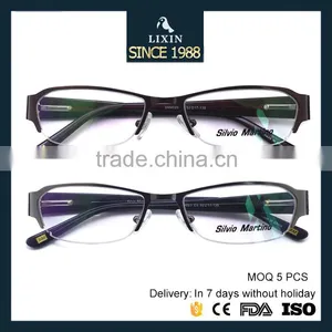 Luxury Brand New Design Metal Half-Rim Glasses Frame Rhinestone Women Black/Gray/Brown/Silver Frame Wide Temple SM4025 thumbnail-5