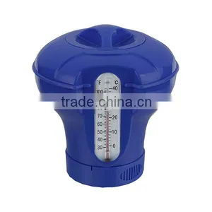 Floating Pool Chlorine Chemical Feeder Thermometer Dispenser for 3" Tablets thumbnail-1