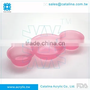 High Quality Acrylic 3 Round Compartment Food Tray thumbnail-4