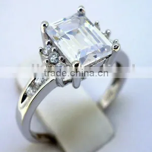 Silver Ring With Quality cz Rhodium Plating QCR022 thumbnail-1
