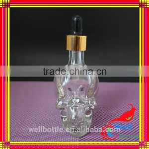 Trande Assurance Pink 30ml Eye Glass Skull Dropper Bottle With Glass Vials thumbnail-3