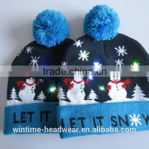 Hot Sale Knitted Christmas Hat Crochet Led Beanie Hats thumbnail-3