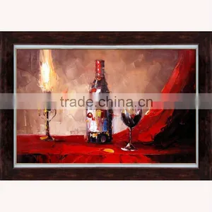 Knife Wine Bottle Still Life Oil Painting Wholesale thumbnail-1