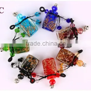 Square Shape Rope Necklace Lampwork Glass Aromatherapy Diffuser Necklace Essential Oil Pendant Wholesale thumbnail-6